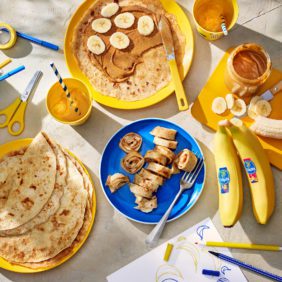 Pancake rolls al burro di arachidi e banane Chiquita